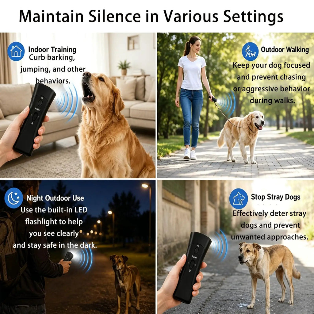 Trainer Ultrasonic For Dogs, Anti Barking Device, Portable Ultrasonic Dog Barking, Anti Barking Dog Training Device With Flashlight With LED Light, 3 Training Modes For Indoor Outdoor by Pet Zen