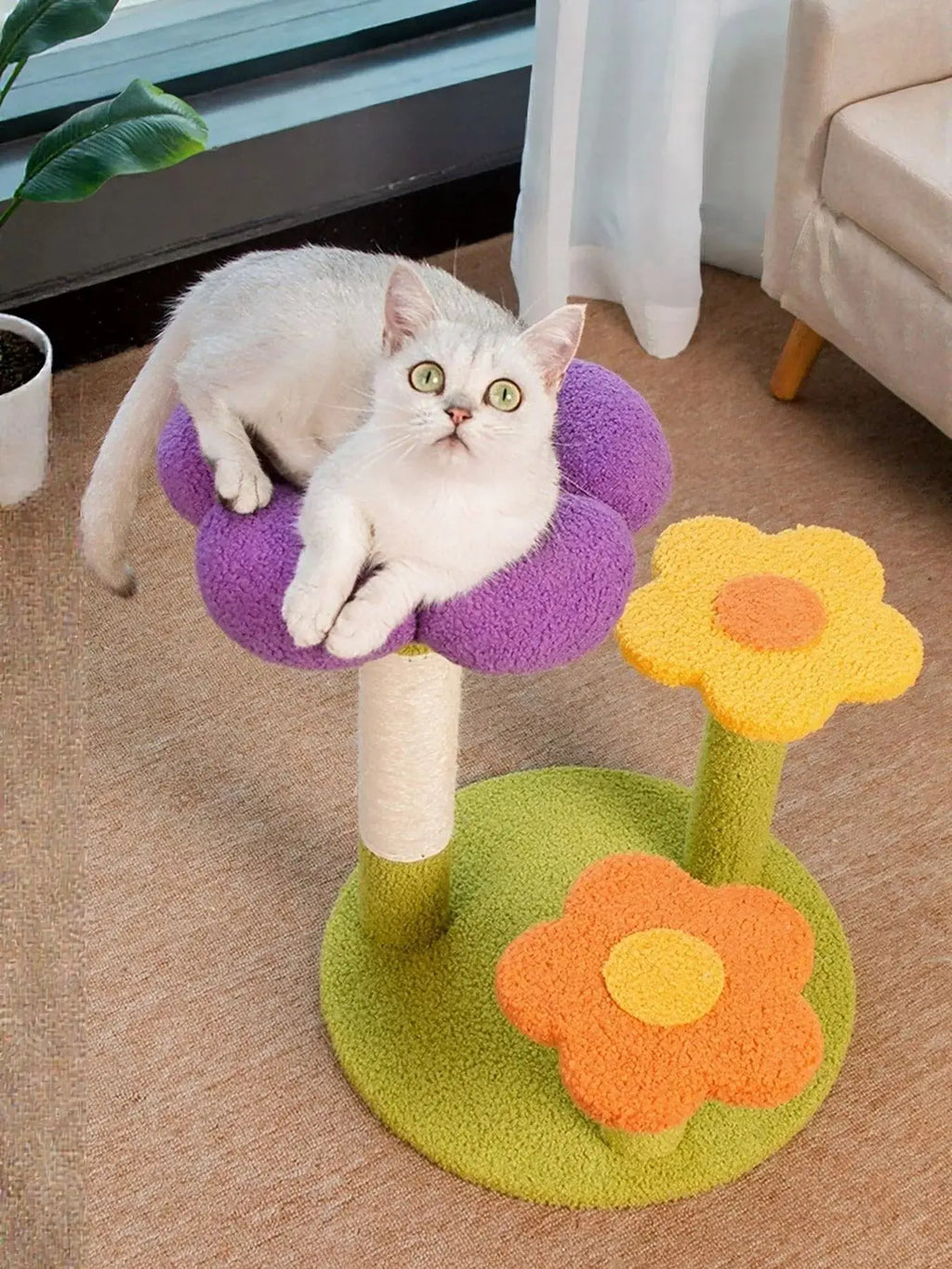 Flower Design Cat Tree with Scratching Post - FurrBaby Necessities
