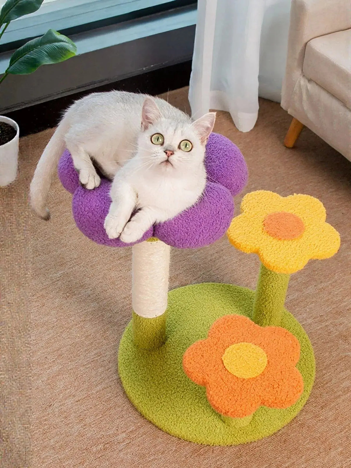 Flower Design Cat Tree with Scratching Post - FurrBaby Necessities