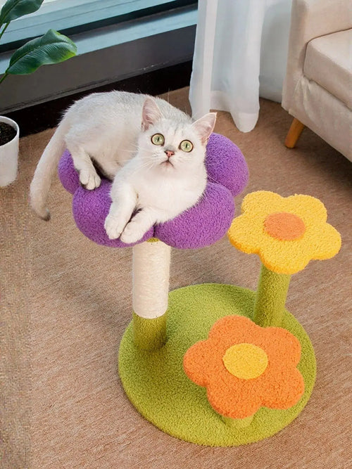 Flower Design Cat Tree with Scratching Post - FurrBaby Necessities