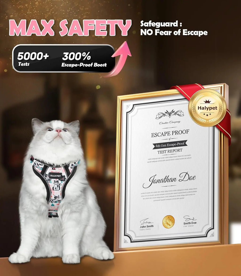 Cat Harness and Leash Set Escape Proof Reflective Adjustable Vest Wags & Whiskers Pet Supply