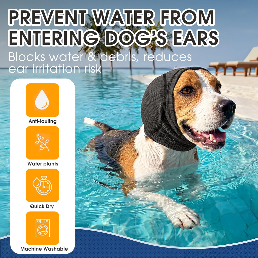 Soft Dog Ear Cover for Loud Noises, Thunderstorms & Fireworks - Dog Ear Wrap for Hematoma and Post-Surgery Recovery, Prevents Shaking and Scratching - Dog Head Cover for Bathing, Grooming, Rainy Walks, and Swimming Pet Zen
