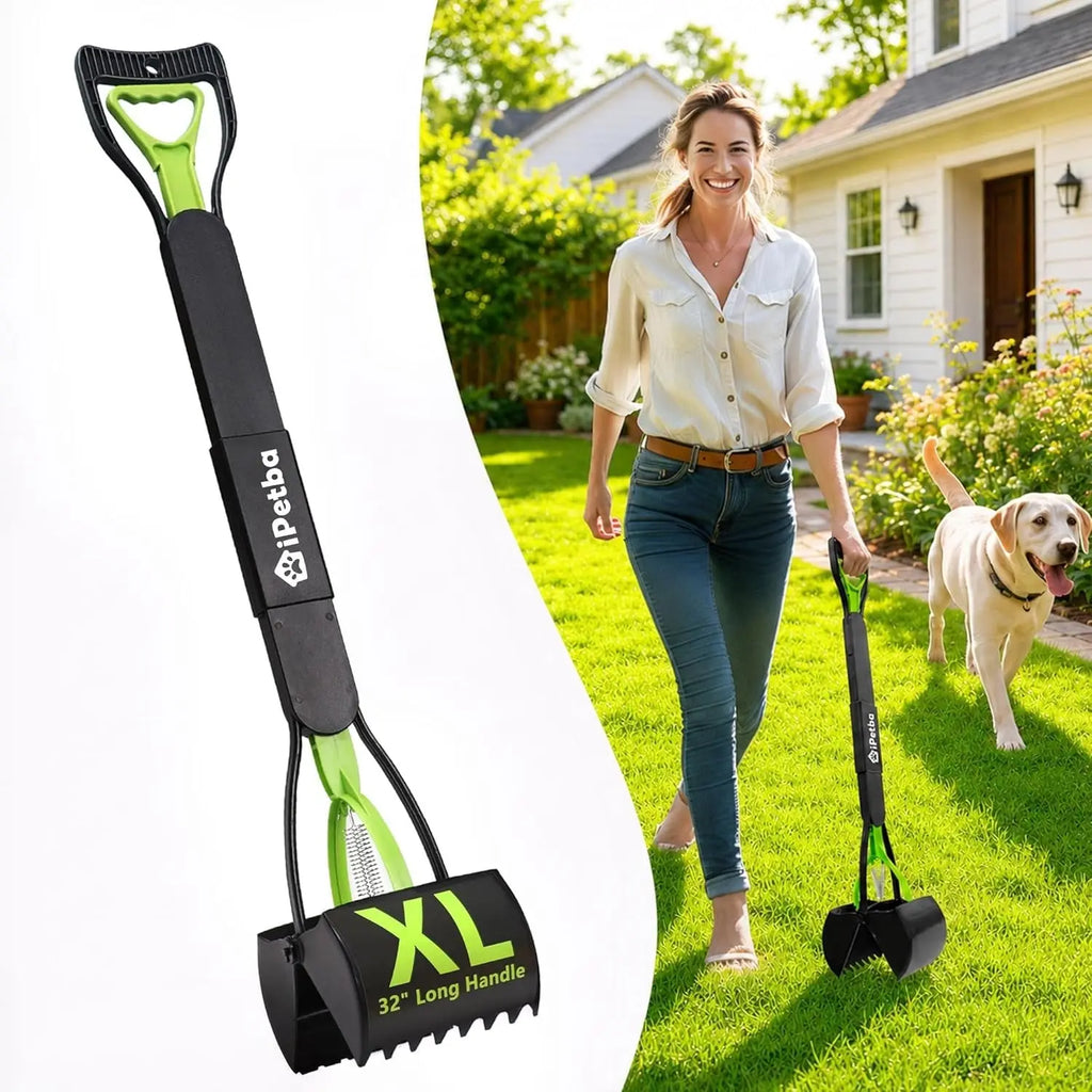 32 Inch Long Handle Pooper Scooper for Large Dogs Heavy Duty Foldable Wags & Whiskers Pet Supply