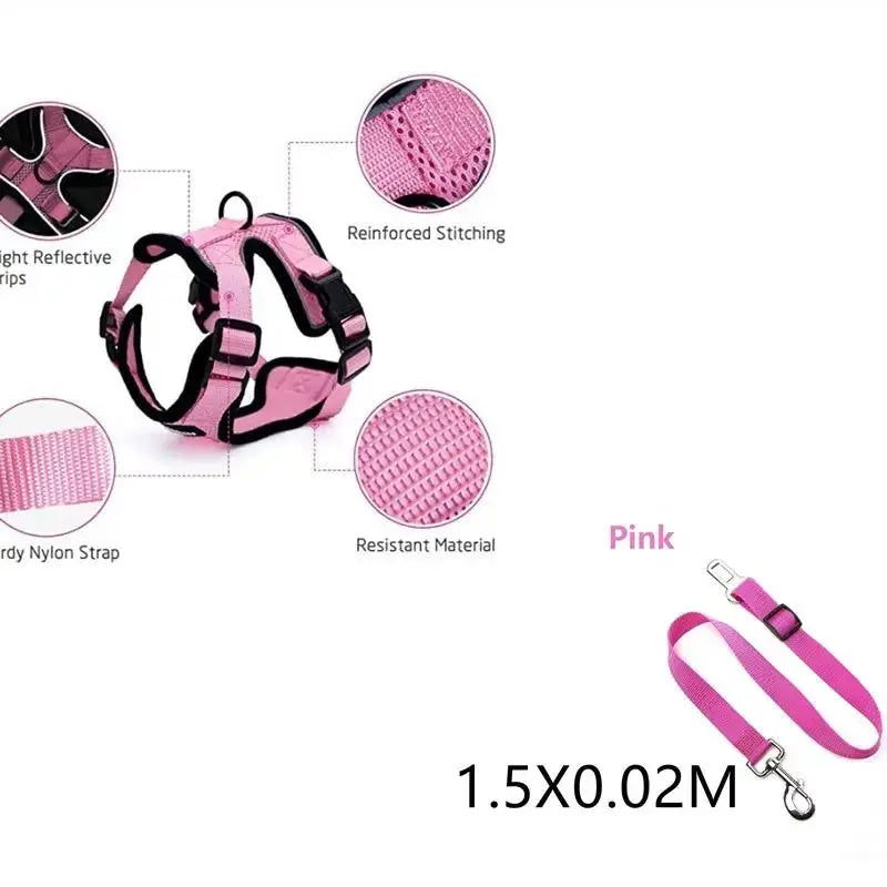 Adjustable Mesh Cat Harness Escape Proof With Car Seat Belt L - FurrBaby Necessities