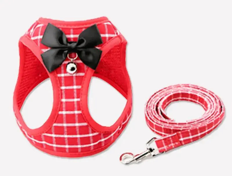 Pink Anchor Bow Mesh Cat Harness Set With Leash - FurrBaby Necessities