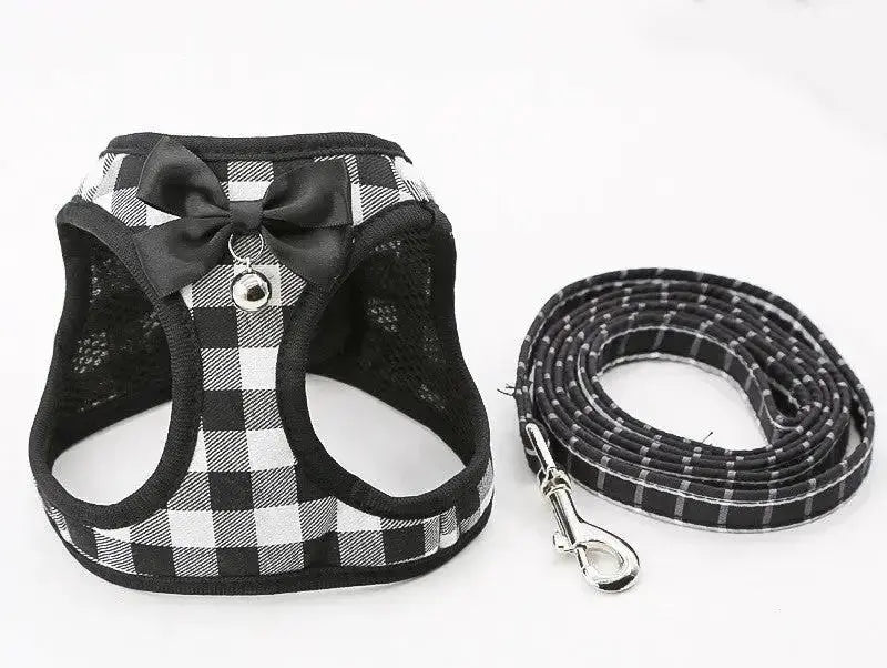 Pink Anchor Bow Mesh Cat Harness Set With Leash - FurrBaby Necessities