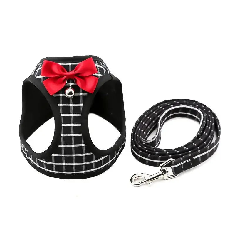 Pink Anchor Bow Mesh Cat Harness Set With Leash - FurrBaby Necessities