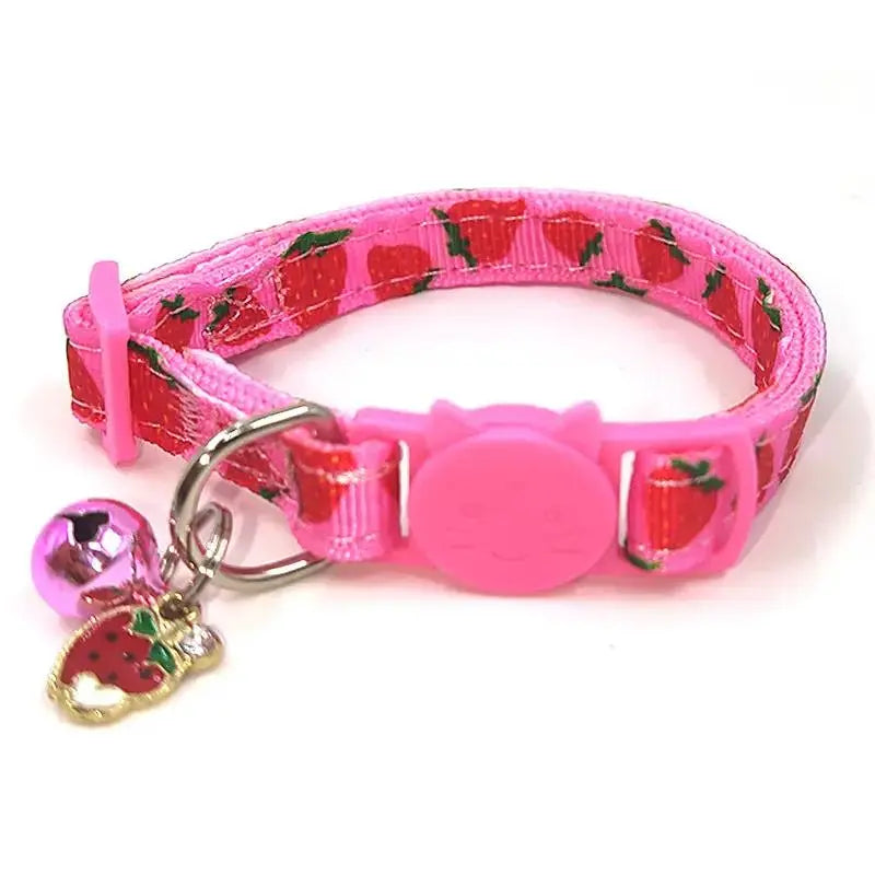 Fruit Pattern Safety Cat Collar With Bell Pineapple Charm Nylon - FurrBaby Necessities