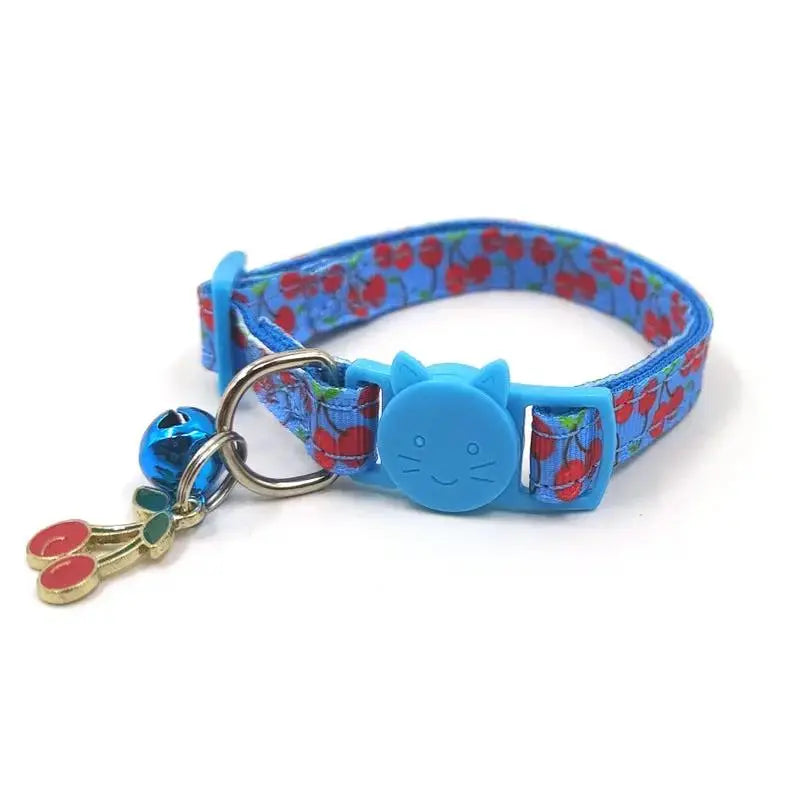 Fruit Pattern Safety Cat Collar With Bell Pineapple Charm Nylon - FurrBaby Necessities