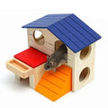 Wooden Hamster Toys Blue Top Villa Hamster Chalet Small Pet Toys Molar Decompression by Sell My Stuff