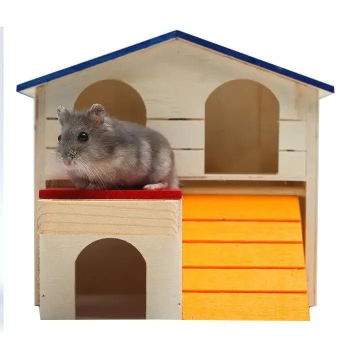 Wooden Hamster Toys Blue Top Villa Hamster Chalet Small Pet Toys Molar Decompression by Sell My Stuff