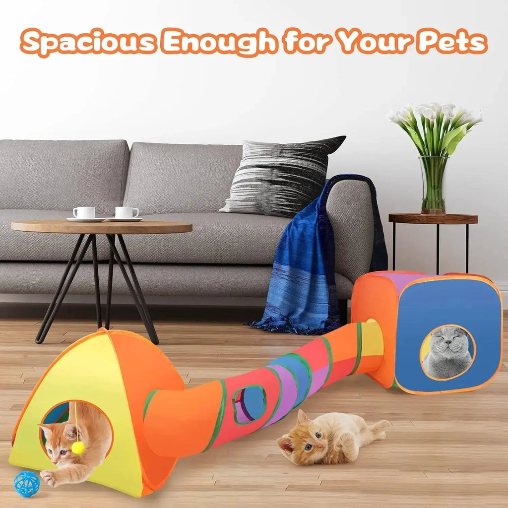 Rabbit Tunnel Toy Collapsible Play Tube Cube Set for Small Pets by Wags & Whiskers Pet Supply