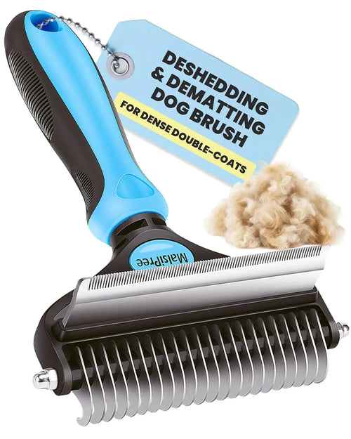 2-in-1 Dog & Long Hair Cat Deshedding Brush Undercoat Rake Dematting Tool Wags & Whiskers Pet Supply