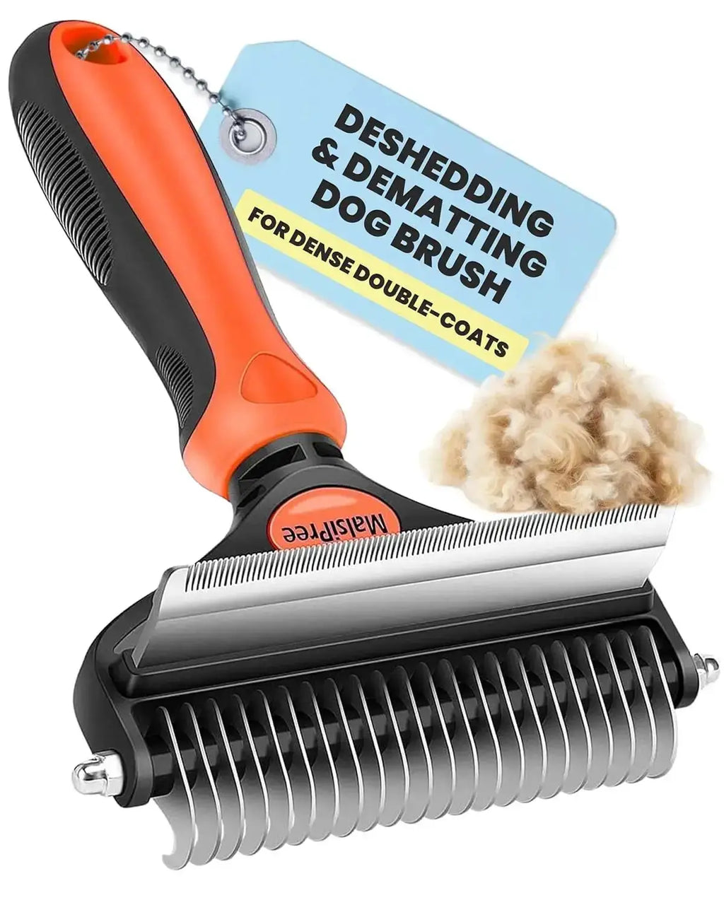 2-in-1 Dog & Long Hair Cat Deshedding Brush Undercoat Rake Dematting Tool by Wags & Whiskers Pet Supply