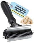 2-in-1 Dog & Long Hair Cat Deshedding Brush Undercoat Rake Dematting Tool by Wags & Whiskers Pet Supply
