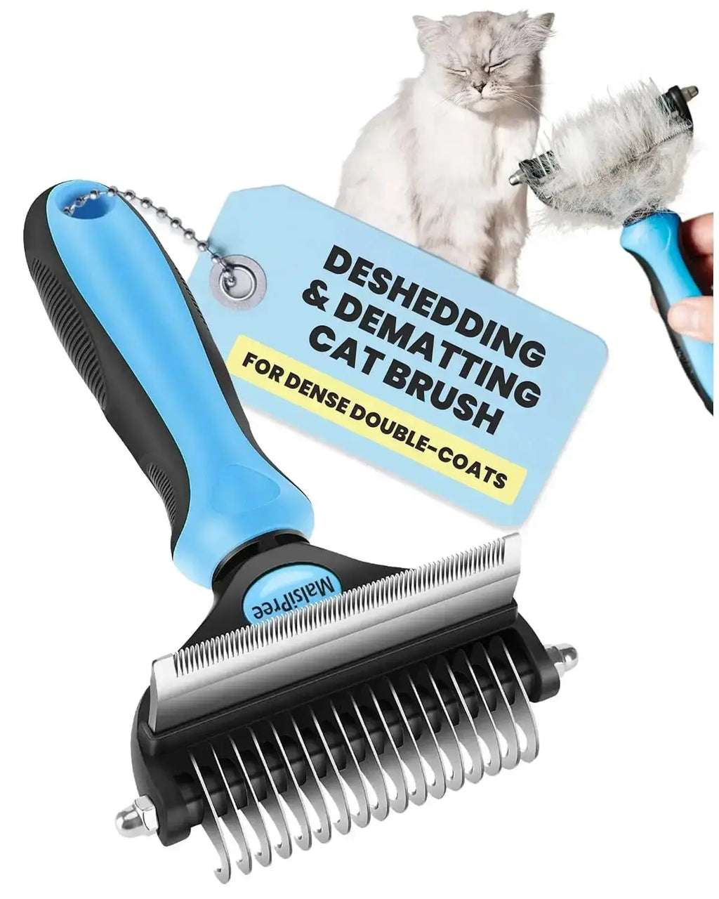 2-in-1 Dog & Long Hair Cat Deshedding Brush Undercoat Rake Dematting Tool by Wags & Whiskers Pet Supply