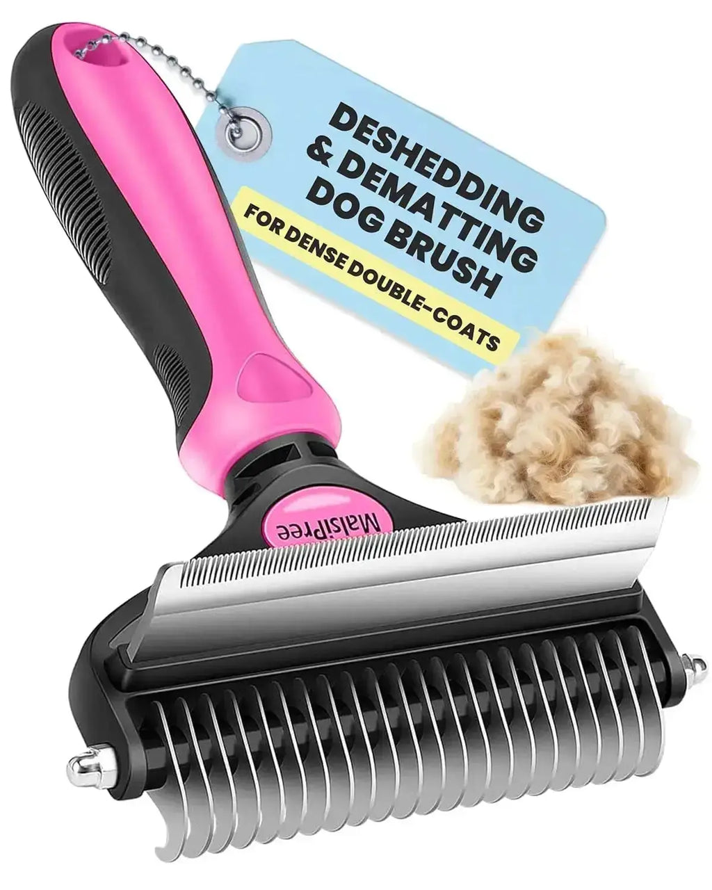 2-in-1 Dog & Long Hair Cat Deshedding Brush Undercoat Rake Dematting Tool by Wags & Whiskers Pet Supply