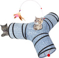 3-Way Collapsible Tunnel Cat Toy with Ball & Peek Hole for Indoor Cats & Kittens Wags & Whiskers Pet Supply