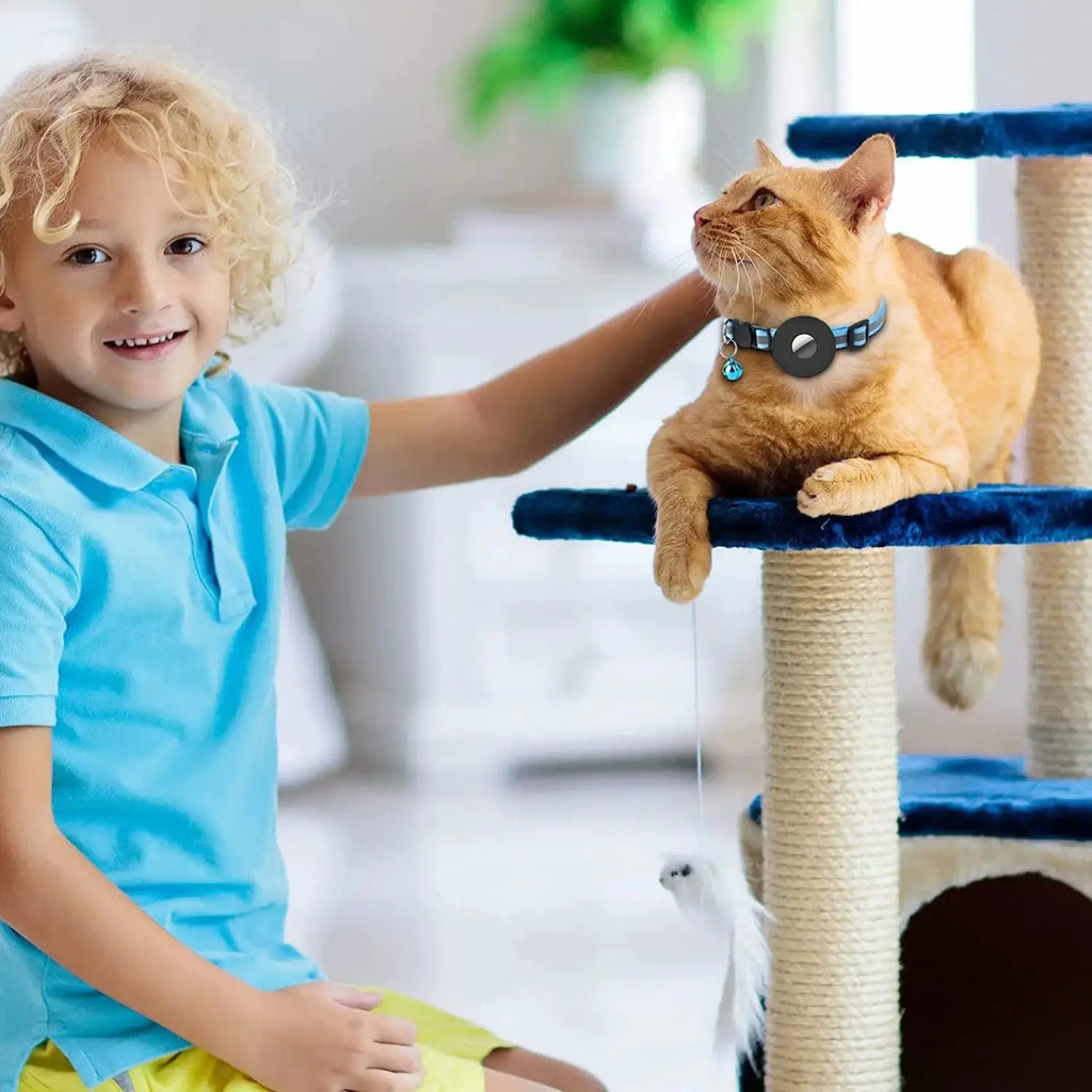 Airtag Pet Collar With Bell Reflective Adjustable Anti-lost Cat Dog Collar by My Store