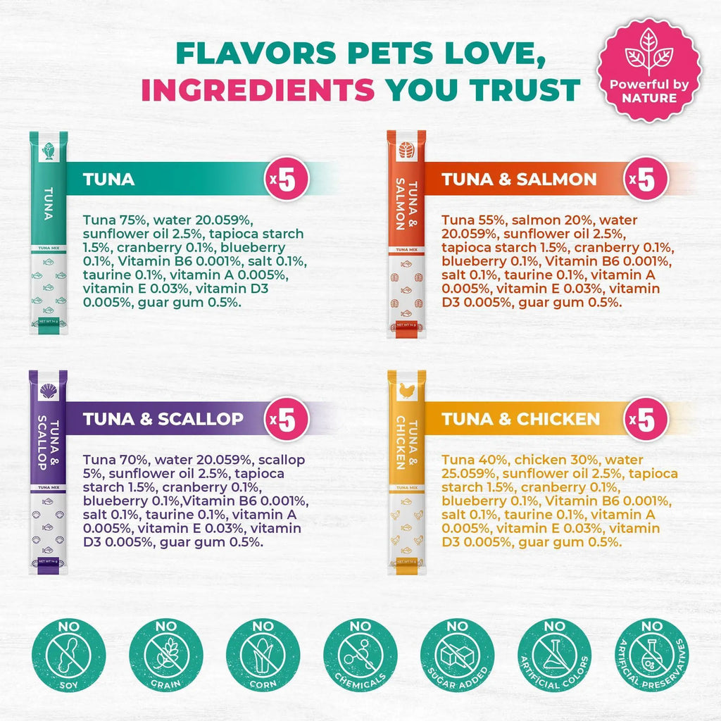 Lickable Cat Treats Squeeze Tubes 20 Sticks Tuna Urinary Care Multivitamin - FurrBaby Necessities