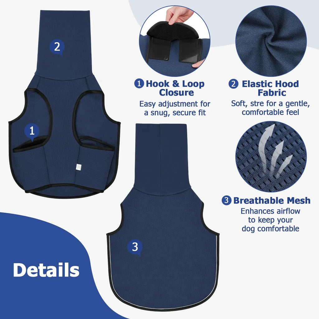 2-in-1 Dog Anxiety Vest With Hood, Soft Dog Calming Shirt With Stretchy Ear Head Cover For Stress Relief, Breathable Shirt Jacket For Thunderstorms, Separation & Vet Visits by Pet Zen