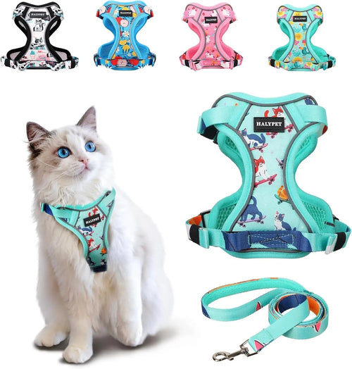 Cat Harness and Leash Set Escape Proof Reflective Adjustable Vest Wags & Whiskers Pet Supply