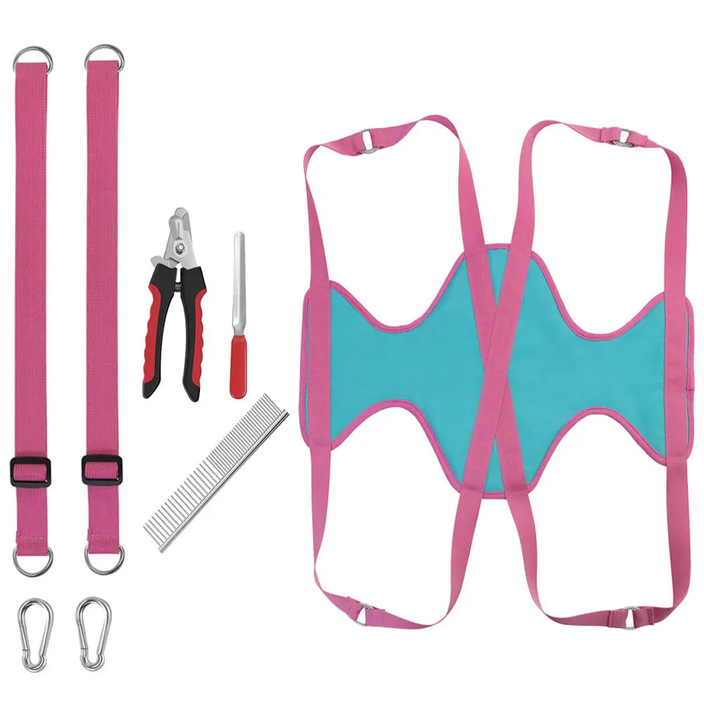 Pet Grooming Hammock For Cats & Dogs Hanging Harness Pet Supplies Kit With Nail Clippers Trimmer Pet Zen