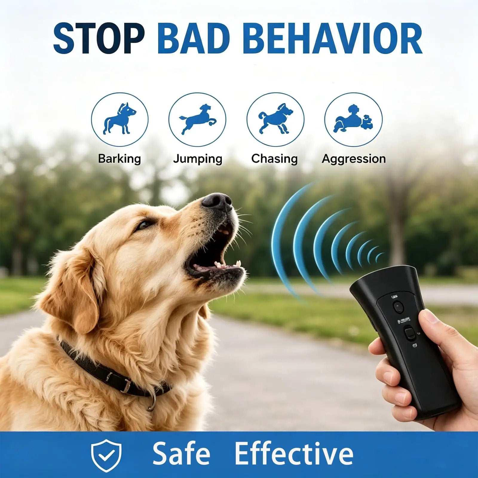 Trainer Ultrasonic For Dogs, Anti Barking Device, Portable Ultrasonic Dog Barking, Anti Barking Dog Training Device With Flashlight With LED Light, 3 Training Modes For Indoor Outdoor by Pet Zen