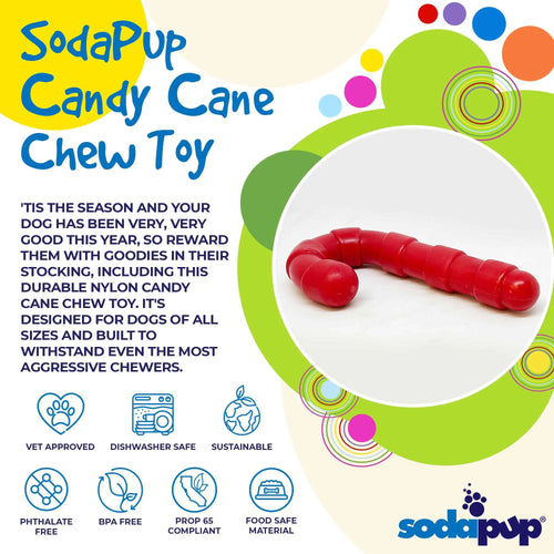 Candy Cane Nylon Dog Toy for Aggressive Chewers | USA Made | SodaPup SodaPup/True Dogs, LLC