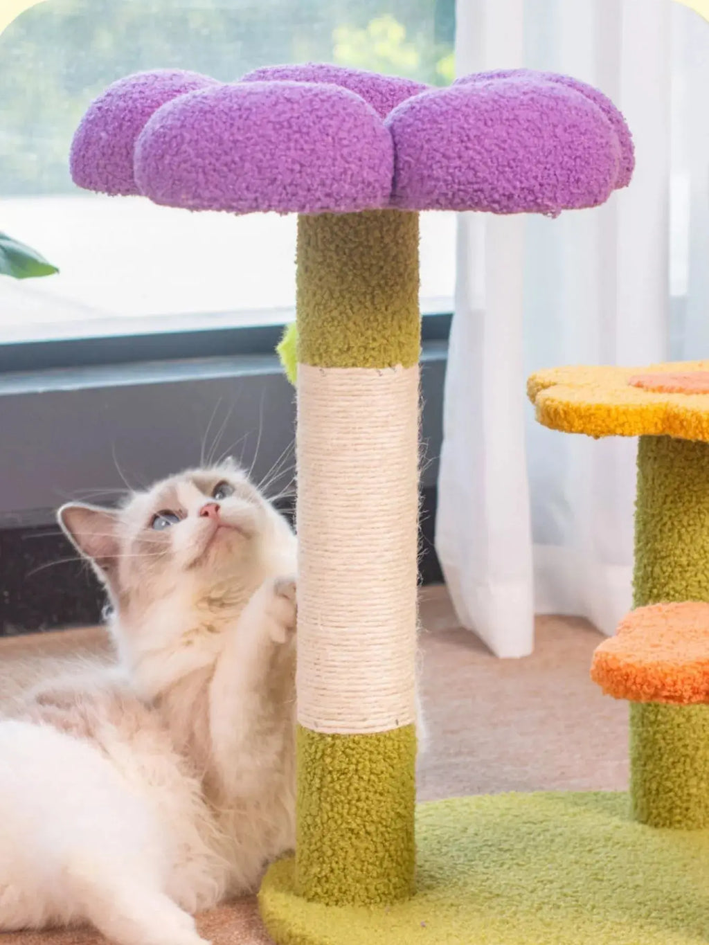 Flower Design Cat Tree with Scratching Post - FurrBaby Necessities