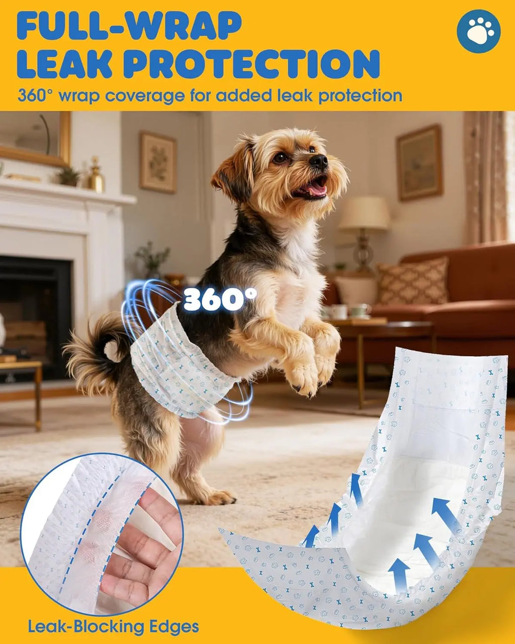 Male Dog Diapers 96 Count Small Belly Bands Leakproof Absorbent Wraps Wags & Whiskers Pet Supply