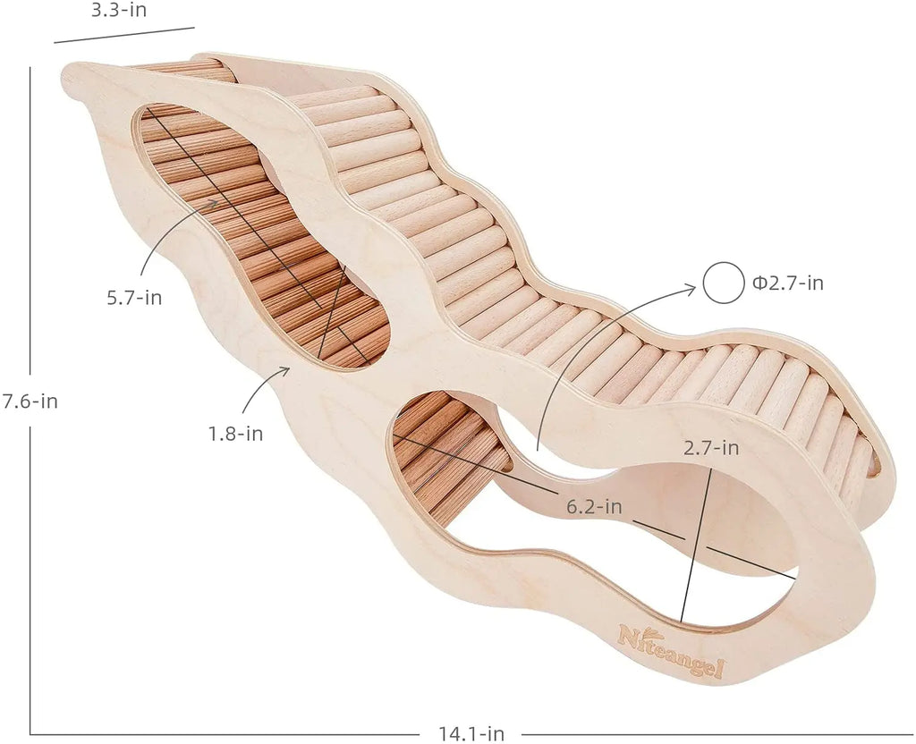 Hamster House Hideout Ladder Wooden Small Pet Hut Gerbil Mouse Tunnel Toy by Wags & Whiskers Pet Supply