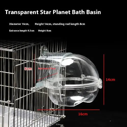 Transparent Planet Bird Cage Bathtub For Parrots - FurrBaby Necessities