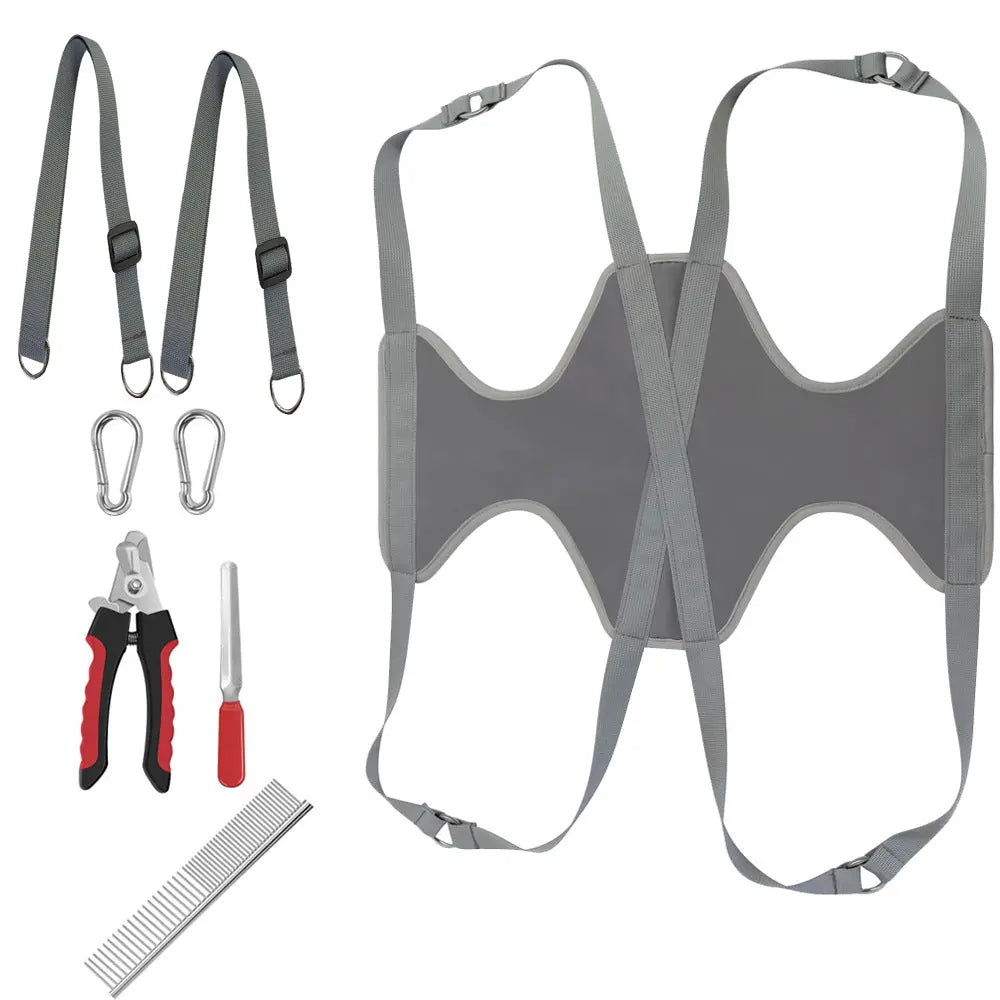 Pet Grooming Hammock For Cats & Dogs Hanging Harness Pet Supplies Kit With Nail Clippers Trimmer Pet Zen