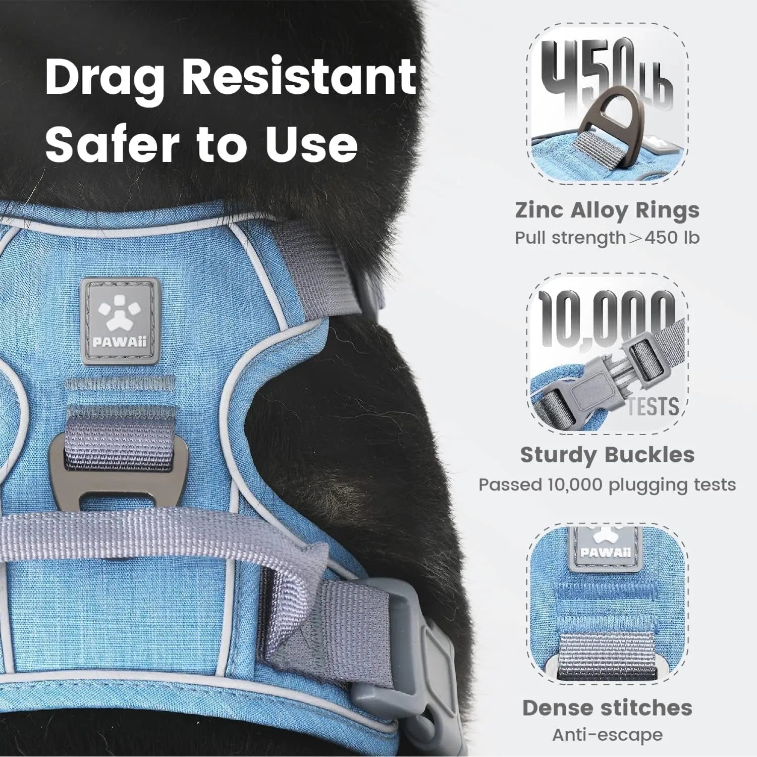 No Pull Dog Harness Reflective Adjustable Vest with ID Tag Small Dogs Wags & Whiskers Pet Supply