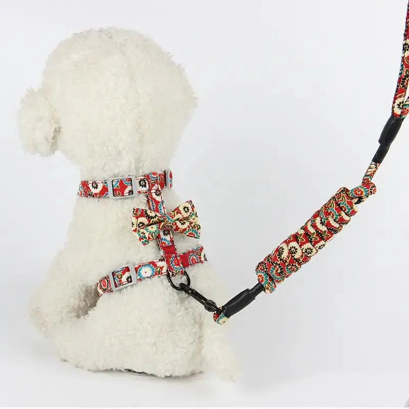 Japanese Style Floral Cat Leash And Harness Set For Small Pets - FurrBaby Necessities