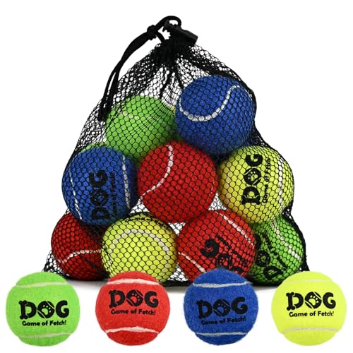 AMA SPORT Dog Tennis Balls for Dogs to Fetch Tennis Balls for Puppy Small Medium Dogs with Mesh Bag, Designed for Dog Floating, Water-Hunting, Fun Playing, Daily Exercise, mid-air Catching