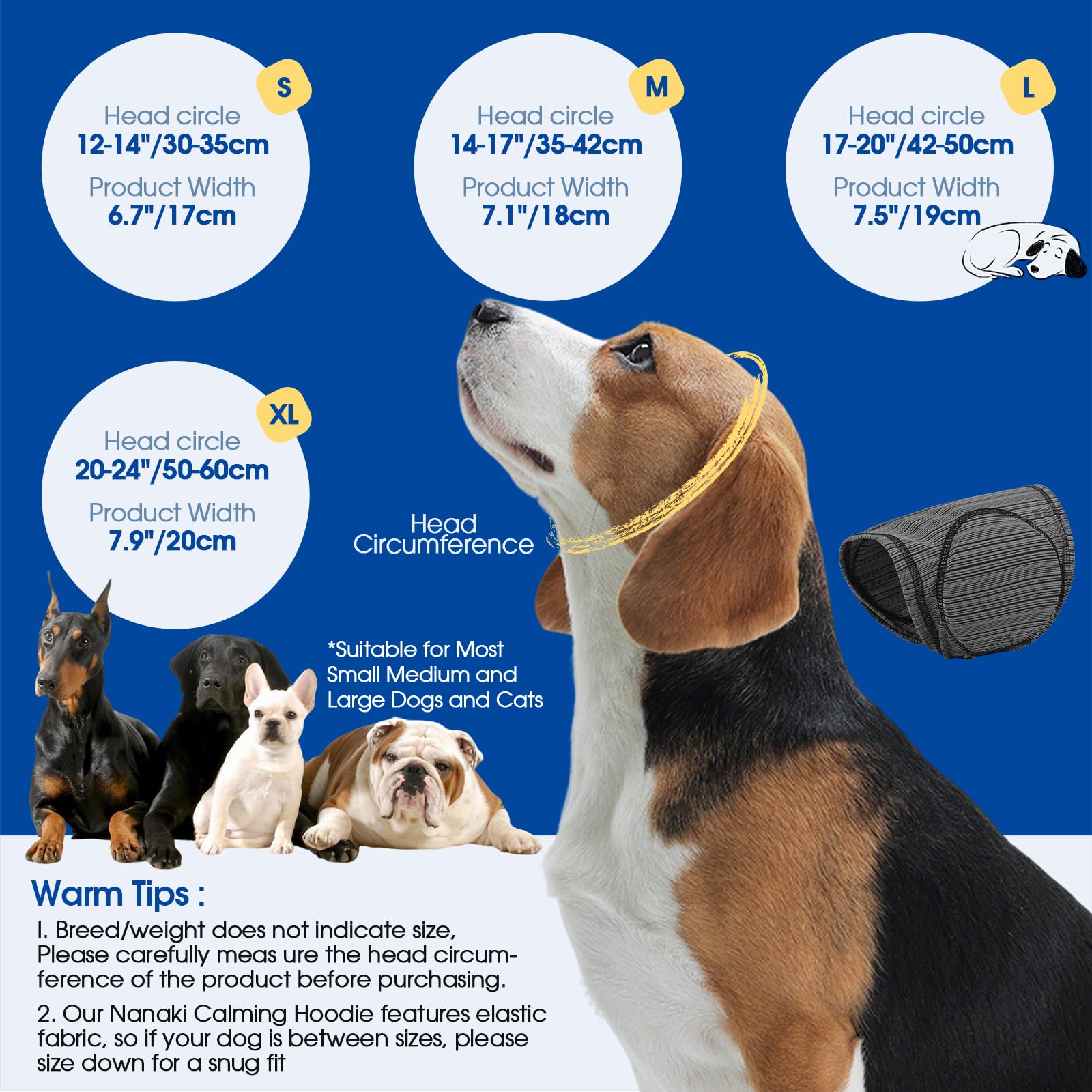 Soft Dog Ear Cover for Loud Noises, Thunderstorms & Fireworks - Dog Ear Wrap for Hematoma and Post-Surgery Recovery, Prevents Shaking and Scratching - Dog Head Cover for Bathing, Grooming, Rainy Walks, and Swimming Pet Zen