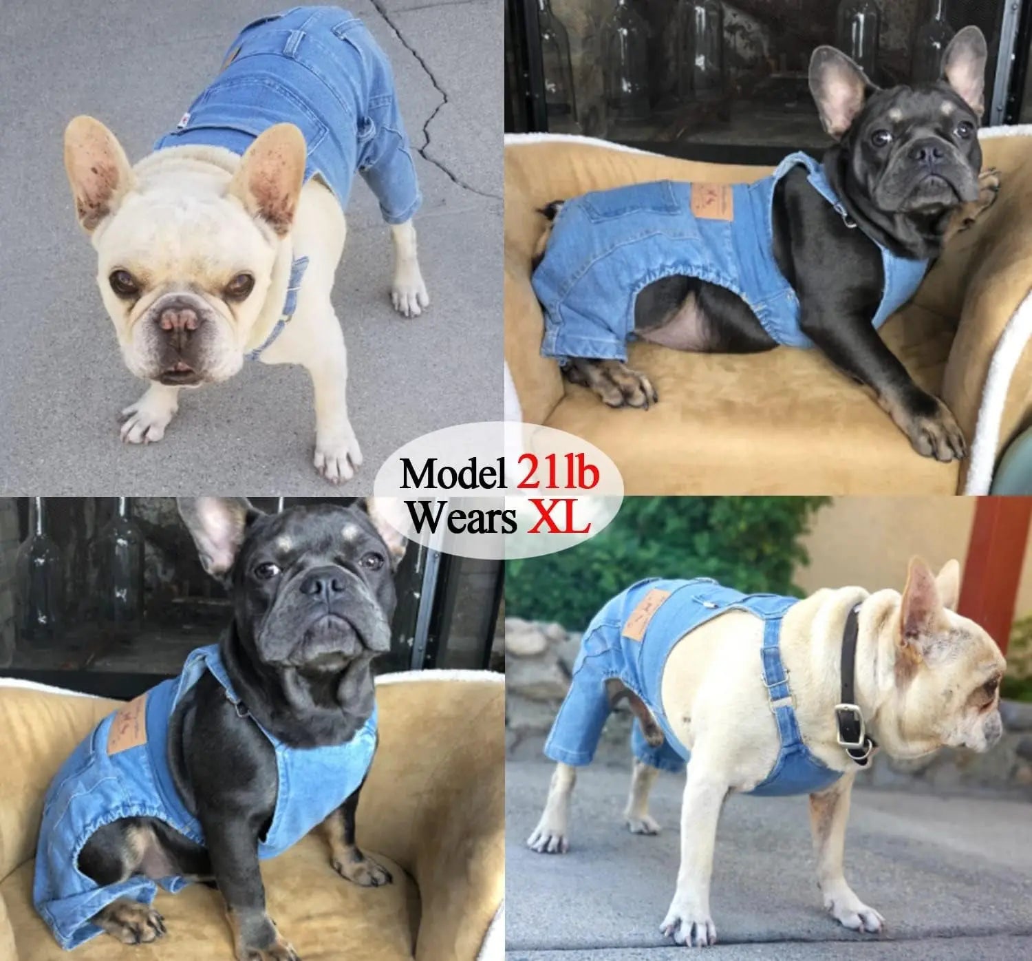 Dog Denim Overalls Jumpsuit Adjustable Pet Jeans for Small Dogs Cats Wags & Whiskers Pet Supply