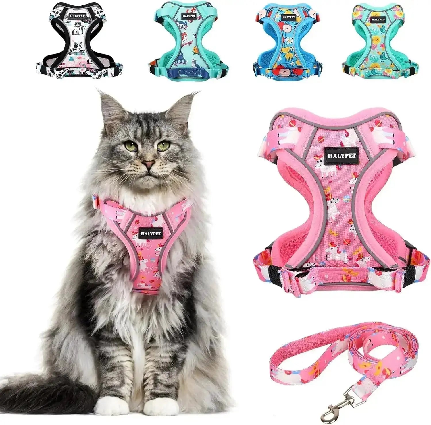 Cat Harness and Leash Set Escape Proof Reflective Adjustable Vest by Wags & Whiskers Pet Supply