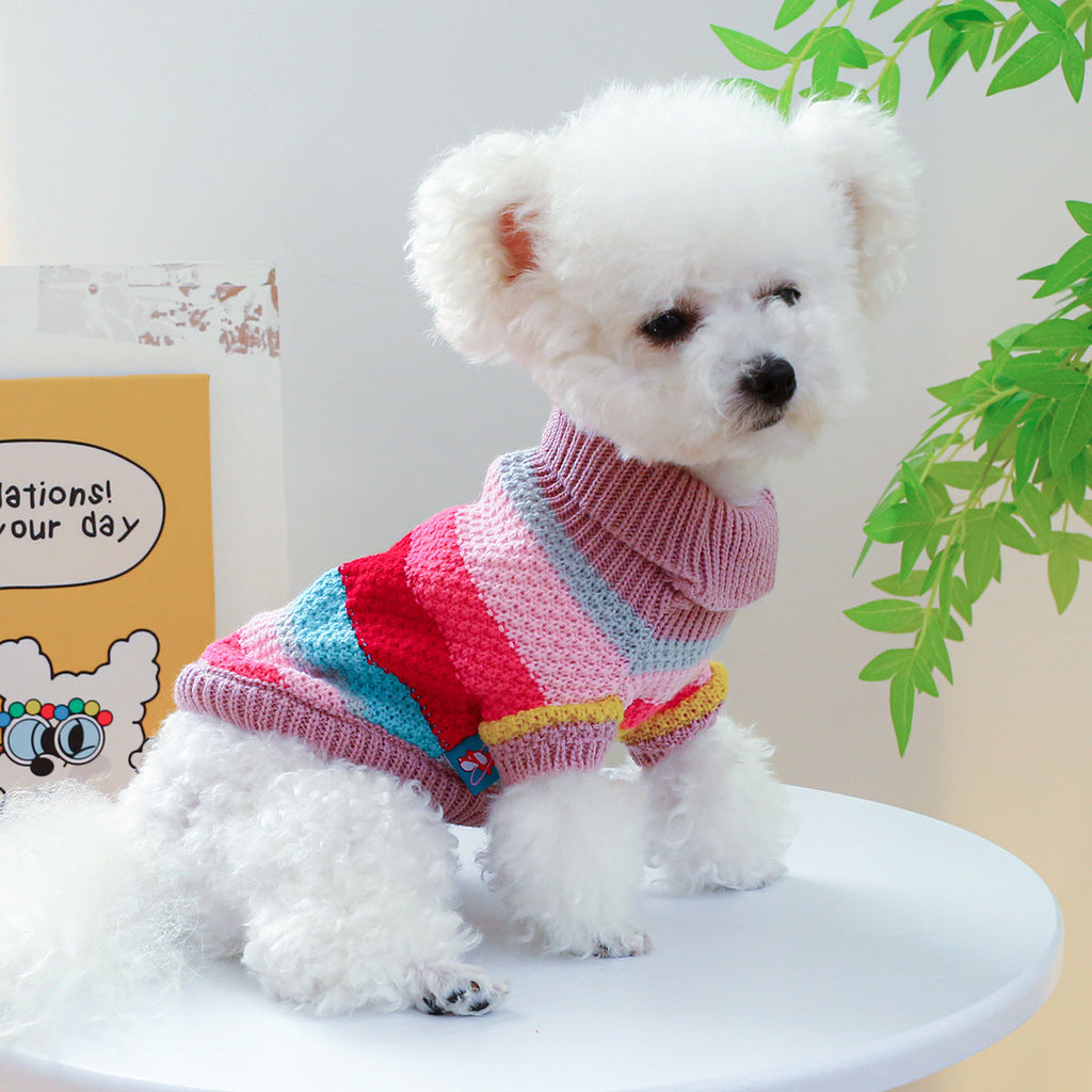 Pet Ring Comfortable Colorful Striped Sweater Pet Zen