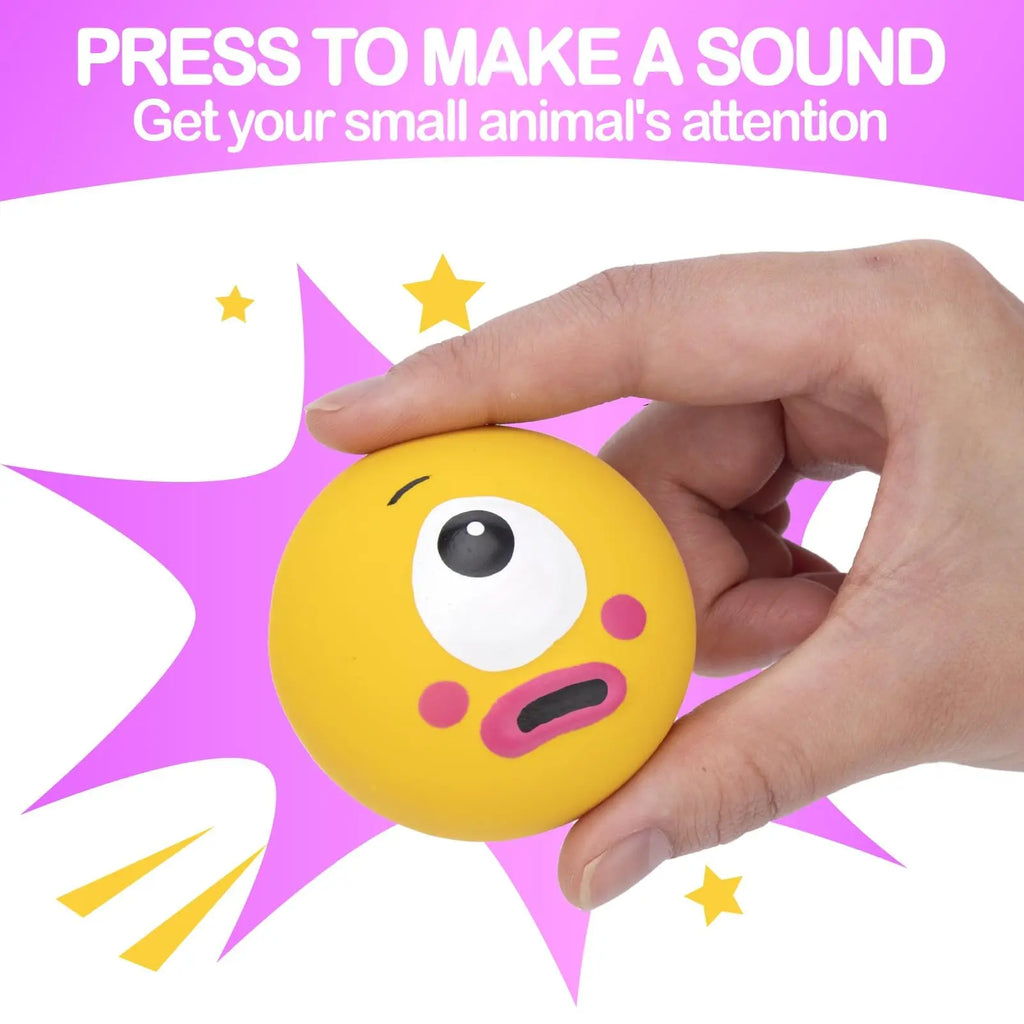 BESNEW Natural Rubber Squeaker Toys for Ferret,High Elasticity Ferret Latex Squeaker Balls 3 Pack,Tough Teething Toys Big Eyes Printed Toy Ball for Small Dogs,Easy to Clean by BESNEW
