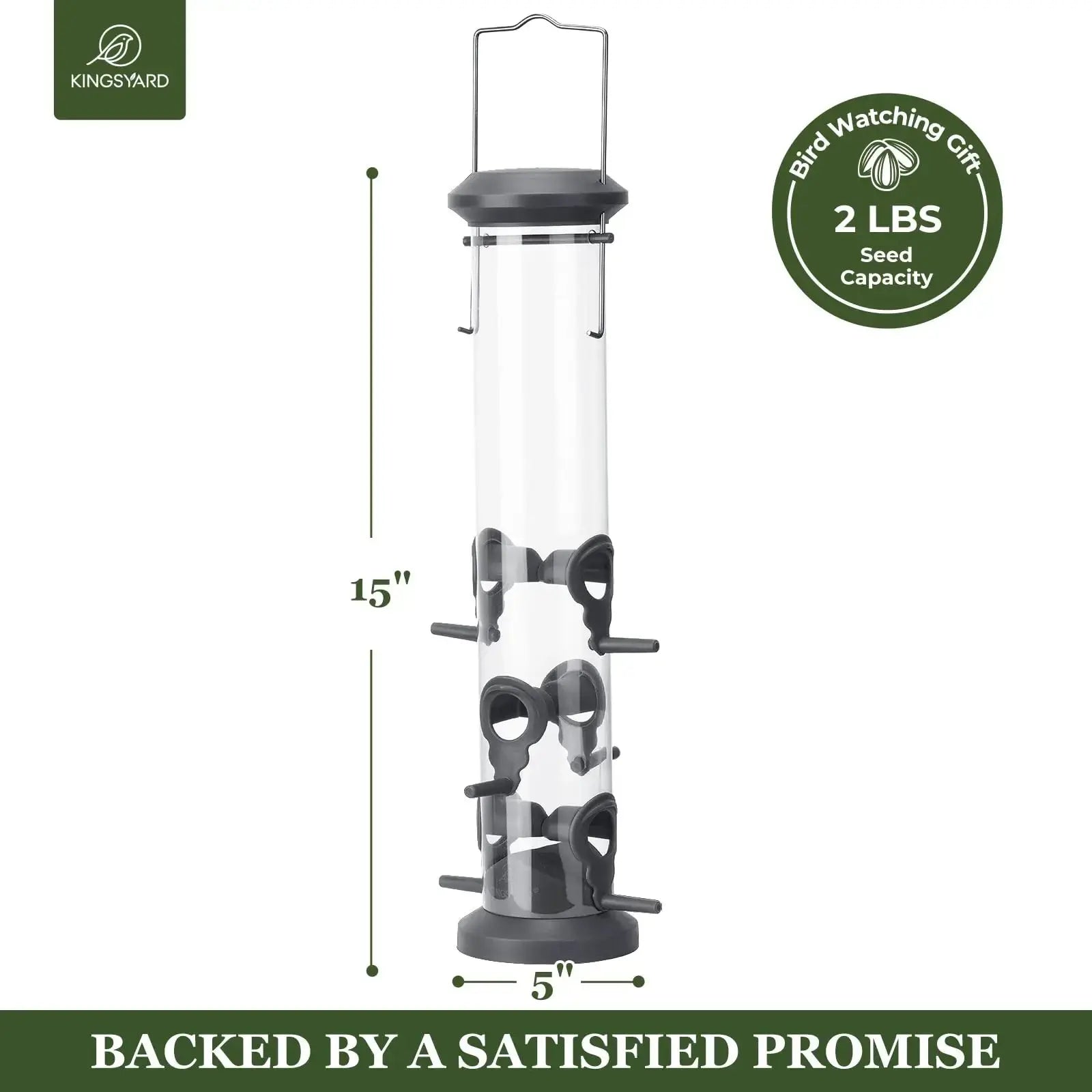 Kingsyard 2 Pack Tube Bird Feeders for Outdoors Hanging, Premium Hard Plastic Bird Feeder with 6 Feeding Ports by Kingsyard