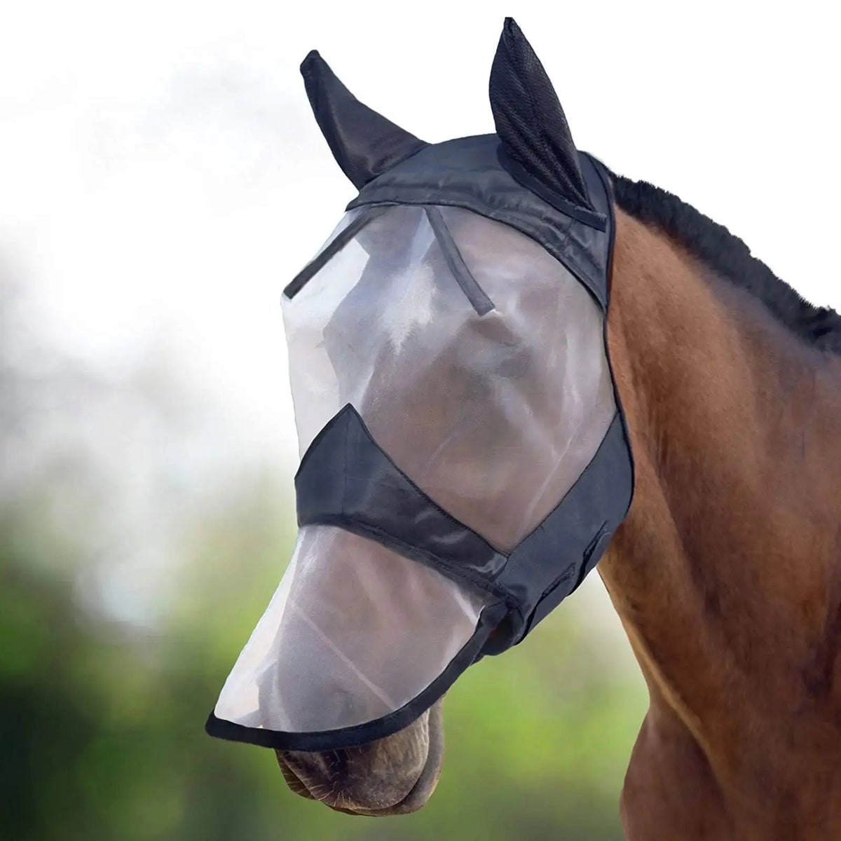 Harrison Howard CareMaster Horse Fly Mask Long Nose with Ears Full Face by Harrison Howard