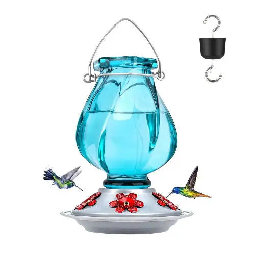 BOLITE Twisted Series Hand Blown Glass Hummingbird Feeders by BOLITE