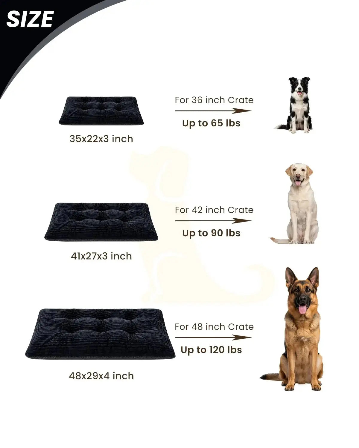 Dog Crate Bed Deluxe Flannel Washable Dog Beds Fulffy Comfy Kennel Pad Anti-Slip Pet Sleeping Mat for Large, Jumbo, Medium, Small Dogs by KSIIA