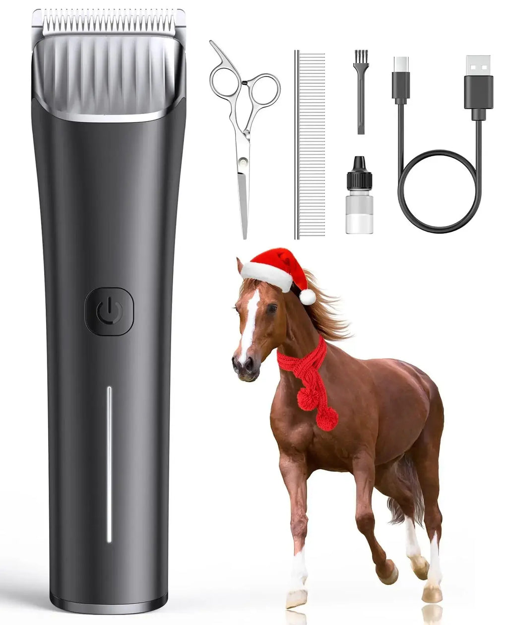 oneisall Cordless Horse Clippers,Low Noise 2 Speed Grooming Clippers,Horse Trimmer Shaver Kit for Matted Long Hair,Detachable Stainless Steel Blade Grooming Kit for Thick Coat by oneisall