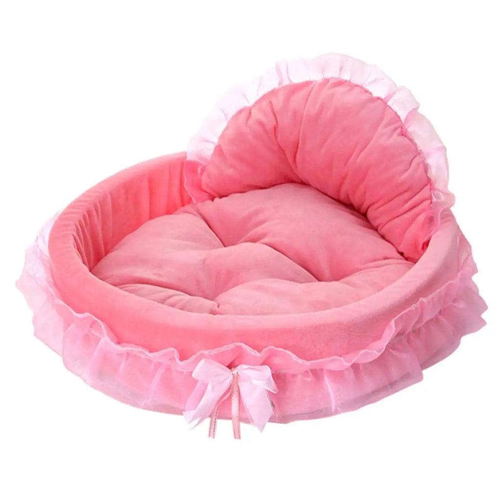 pawstrip Pink Dog Bed Washable Princess Cat Couch Soft Plush Pet Sofa Nest Mat Anti-Slip Puppy Cave Beds Cute Cozy Kitten Doggy Kennel Cushion Small Medium Dogs Cats Sleeping Pad by pawstrip