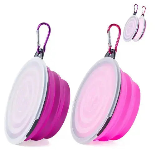 SLSON Dog Bowls Pet Collapsible Bowl with Cover Lids,2 Pack Dog Travel Bowls Portable Foldable Cat Water Dish Bowl for Pets Walking Parking Camping by SLSON