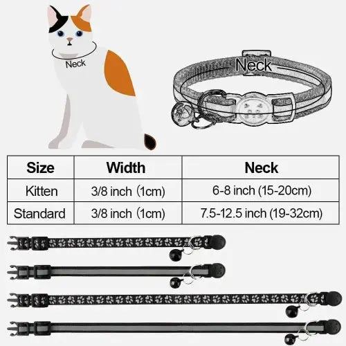 Taglory Reflective Cat Collar Breakaway with Bell, High Visibility Night Strip, Lightweight Adjustable Nylon Collar for Boy Girl Cats, 2 Pack by Taglory